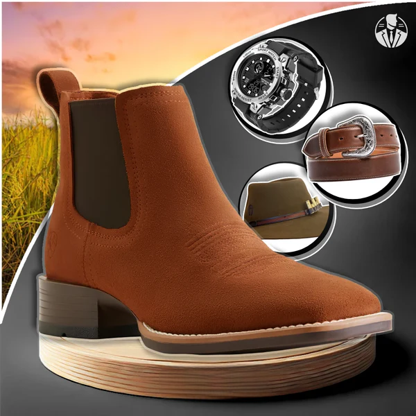 KIT Bota Ortopédica Bravado con caña media en 100% cuero bovino + REGALOS Brutos: Sombrero Pralana, Reloj y Cinturón  | PROMOCIÓN ESPECIAL 30 AÑOS - ENVÍO GRATIS