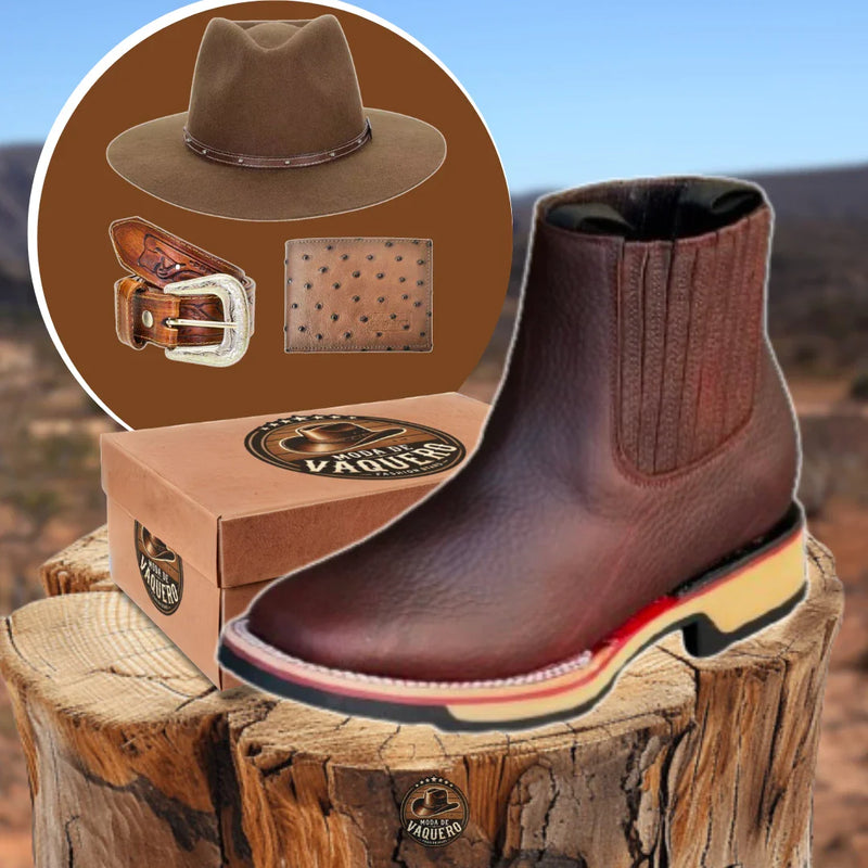 Kit Bota Major de Cuero Robusto + Regalos: Sombrero, Cinturón y Billetera | PROMOCIÓN ESPECIAL 30 AÑOS - ENVÍO GRATIS